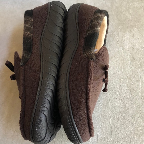 Totes Toasties Totes Men’s Brown Cream Memory Foam Slippers Size M (8-9) - Picture 6 of 11